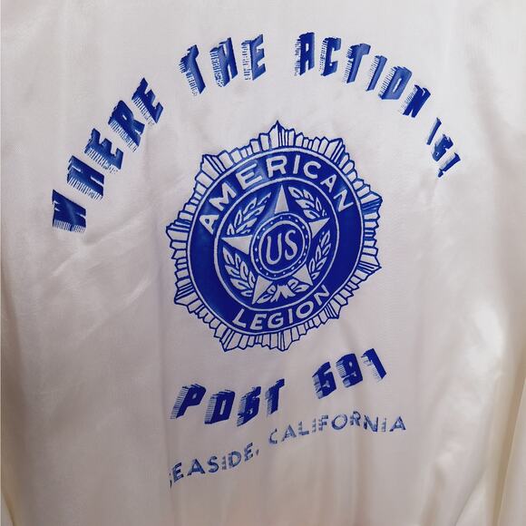 Vintage American Legion Satin Bomber Jacket Artisto Jac Men's L Seaside Post 591 - Picture 4 of 12